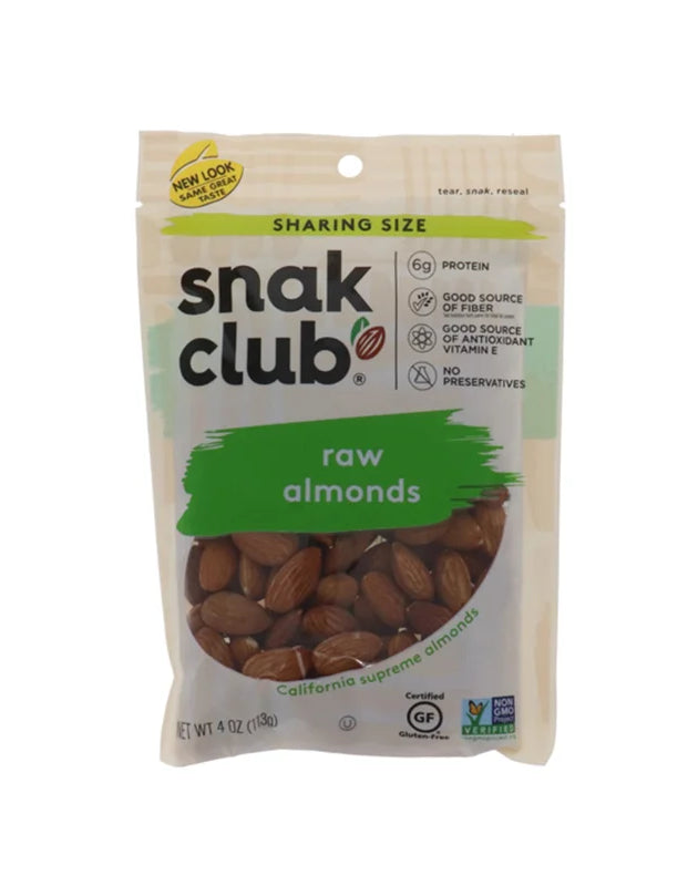 Snak Club Raw Almonds - Peg 6 Count - 4 oz image 0