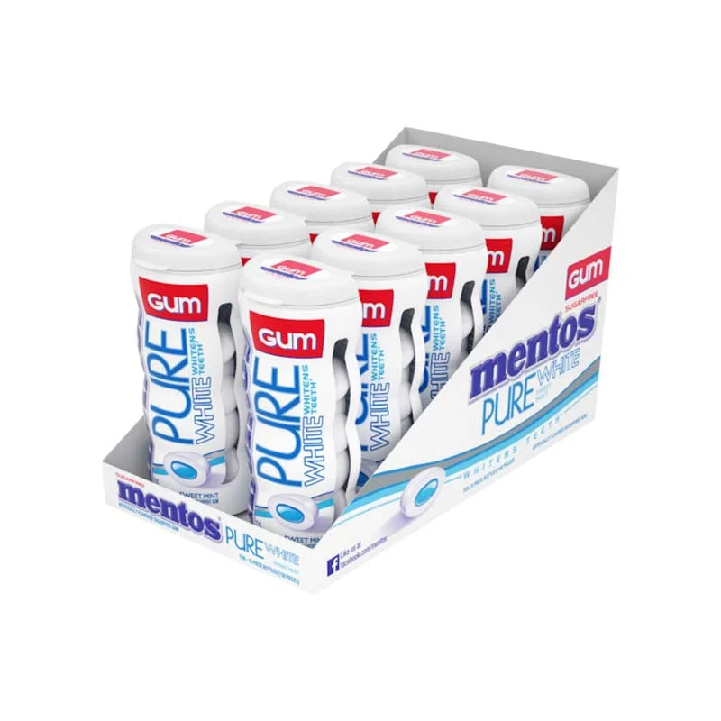 Mentos Pure White Sweet Mint Gum 10 Count - 15 Pieces image 0