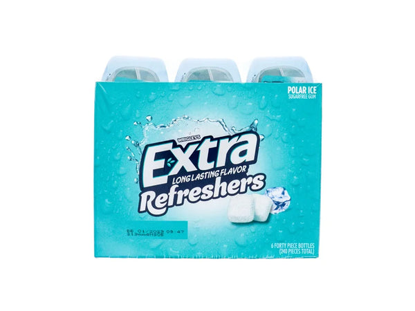Wrigley's Extra Refreshers Polar Ice Chewing Gum Bottle 6 Count - 40 Pcs