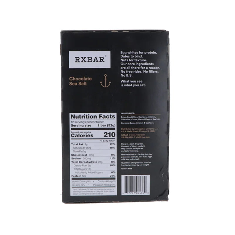 RxBAR Chocolate Sea Salt, Protein Bar 12 Count - 1.83 oz image 1