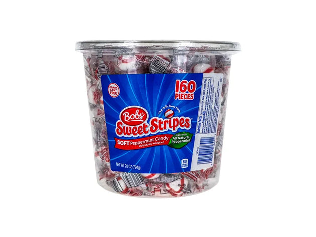 Bobs Sweet Stripes Soft Mint Candy - Jar 160 Count - 1.12 lb image 0