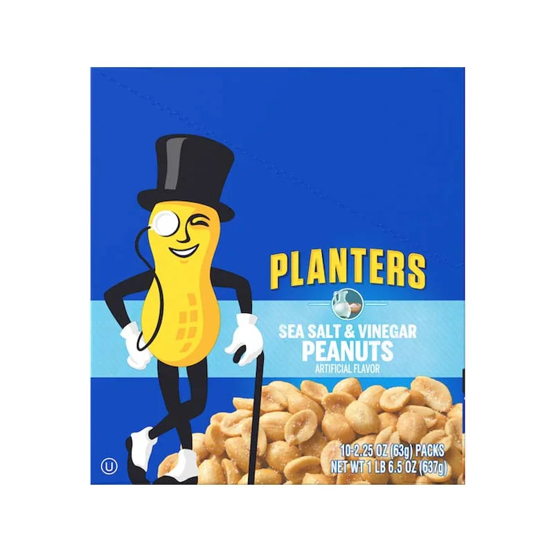 Planters Sea Salt & Vinegar Peanuts 10 Count - 2.25 oz image 0