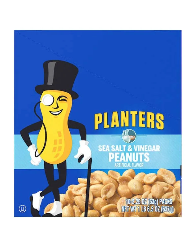 Planters Sea Salt & Vinegar Peanuts 10 Count - 2.25 oz image 0