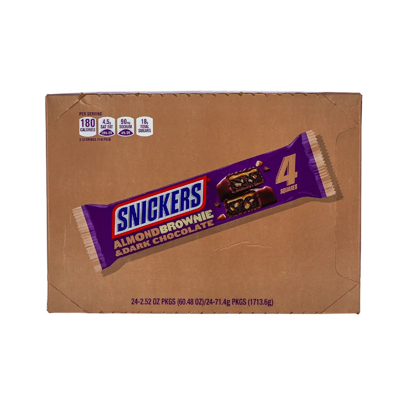 Snickers Dark Chocolate Almond Brownie King Size Candy Bars (24 Count) - 2.52 oz image 0