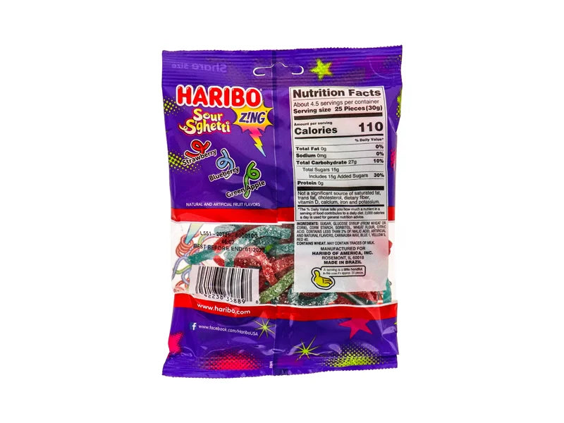 Haribo Zing Sour S'ghetti 12 Count - 5 oz image 1