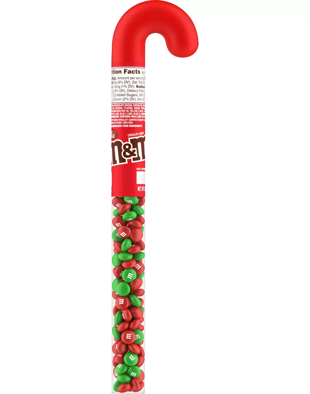M&M's Christmas Stocking Stuffer Milk Chocolate Candy Cane - 3 oz Tube image 0
