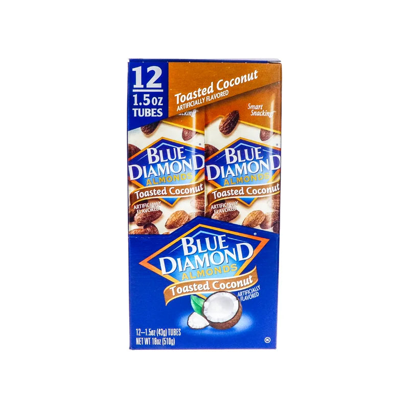 Blue Diamond Toasted Coconut Oven Roasted Almonds,1.5 oz Tube, 12 Pack image 0