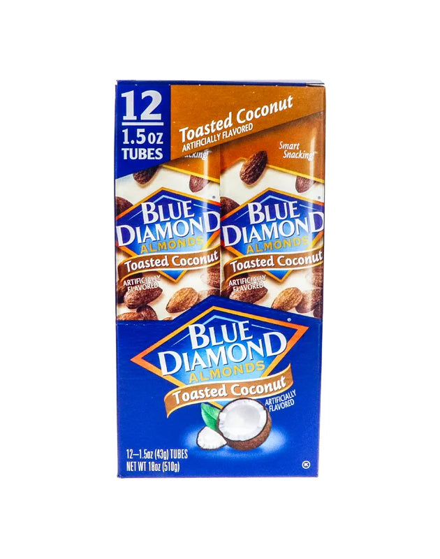 Blue Diamond Toasted Coconut Oven Roasted Almonds,1.5 oz Tube, 12 Pack image 0