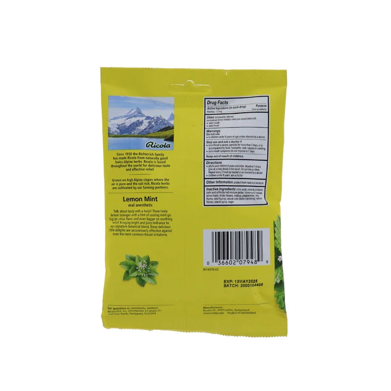 Ricola Lemon Mint Throat Drops - Bag 24 Pack image 1