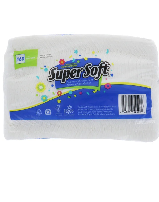 Super Soft Plain Napkins 1 Ply 1/4 Fold 1 Count - 160 Sheets image 0