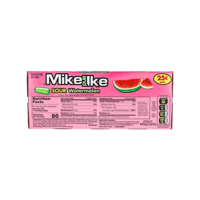 Mike And Ike 25c Sour Watermelon Chewy Candies 24 Count - 0.78 oz image 2