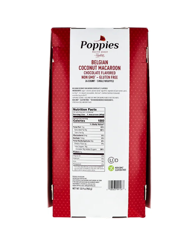 Poppies Belgium Gluten Free Coconut Macaroon 24 Count - 1.4 oz image 0