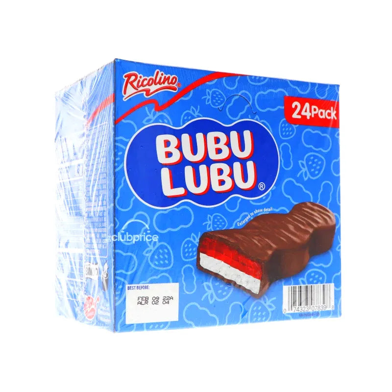 Ricolino Bubu Lubu Strawberry Gummy Candy & Marshmallow w/ Chocolate Coating 24 Count - 1.2 oz image 1