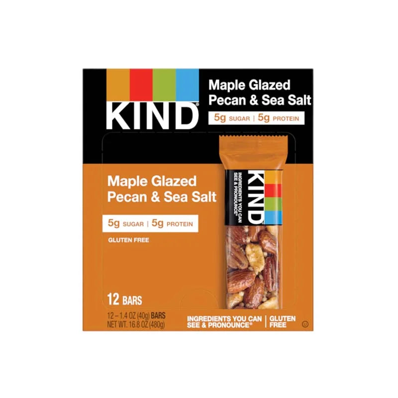 KIND Bars Maple Glazed Pecan & Sea Salt, Gluten Free, Low Sugar, 1.4 Oz, 12 Count image 0