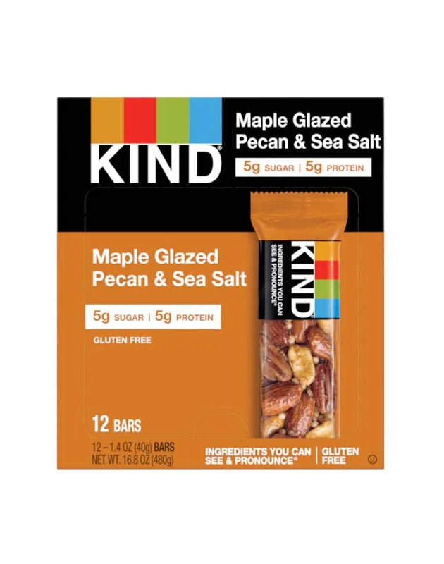 KIND Bars Maple Glazed Pecan & Sea Salt, Gluten Free, Low Sugar, 1.4 Oz, 12 Count image 0