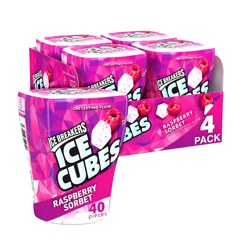 Ice Breakers Ice Cubes Gum Raspberry Sorbet Bottle (Pack Of 4) - 40 Pieces image 0