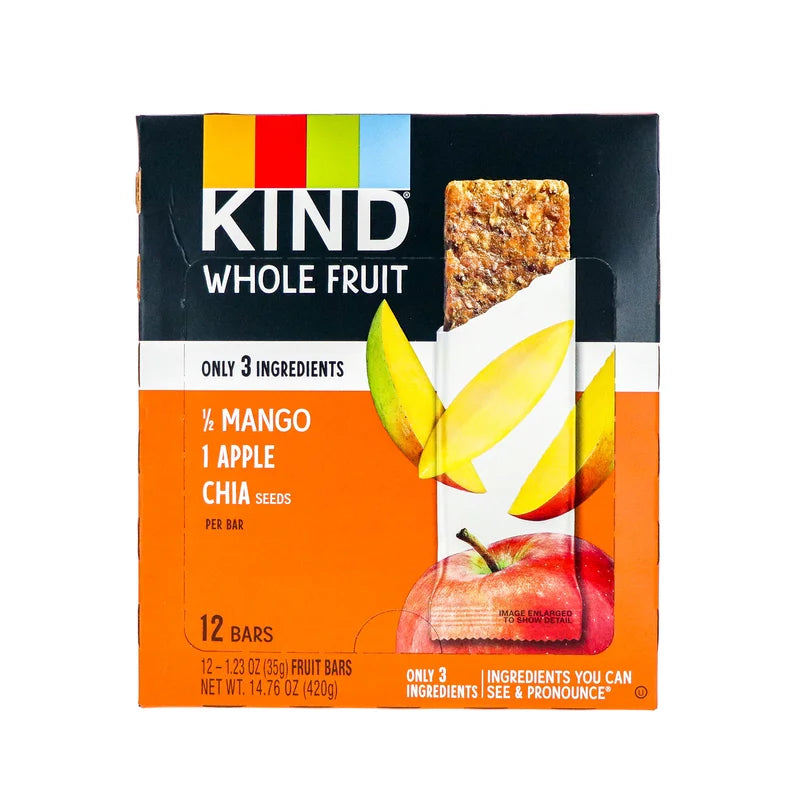 Kind Whole Fruit Mango Apple & Chia Seeds Bar 12 Count - 1.23 oz image 0