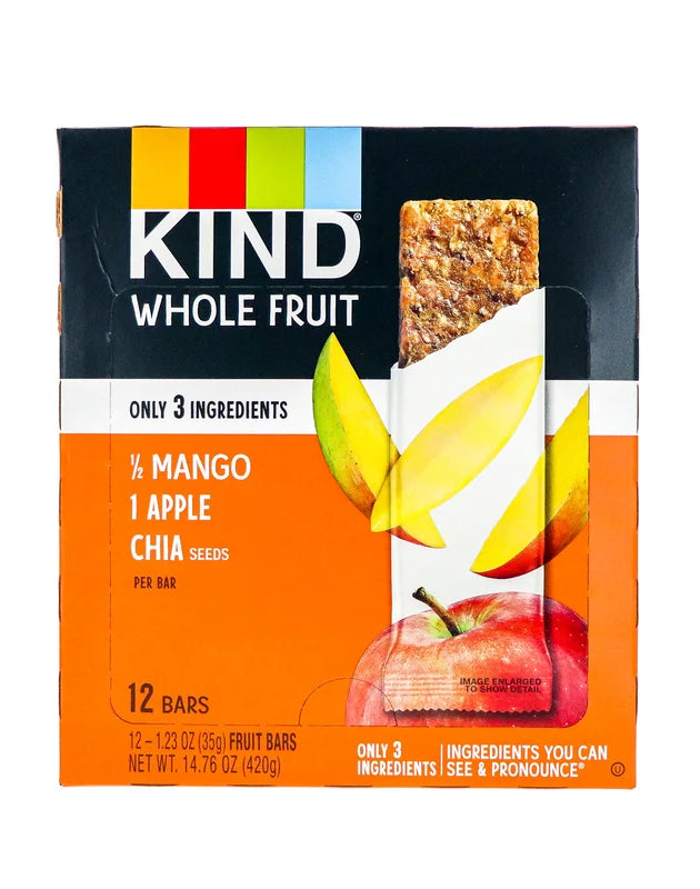 Kind Whole Fruit Mango Apple & Chia Seeds Bar 12 Count - 1.23 oz image 0