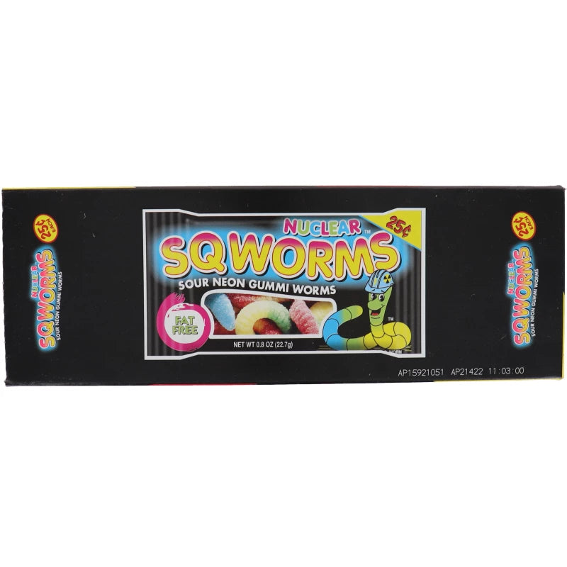 Nuclear Sqworms Sour Neon Gummi Worm - 25c 24 Count - 0.8 oz image 0