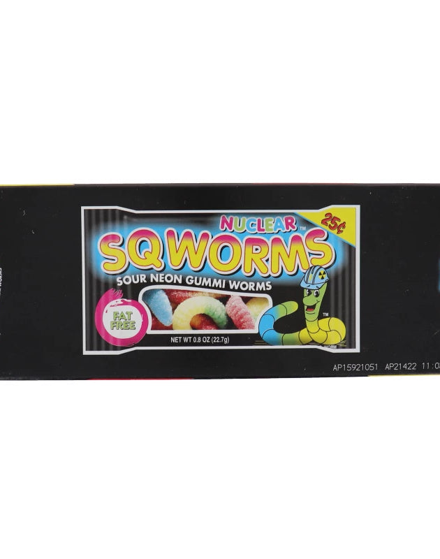 Nuclear Sqworms Sour Neon Gummi Worm - 25c 24 Count - 0.8 oz image 0