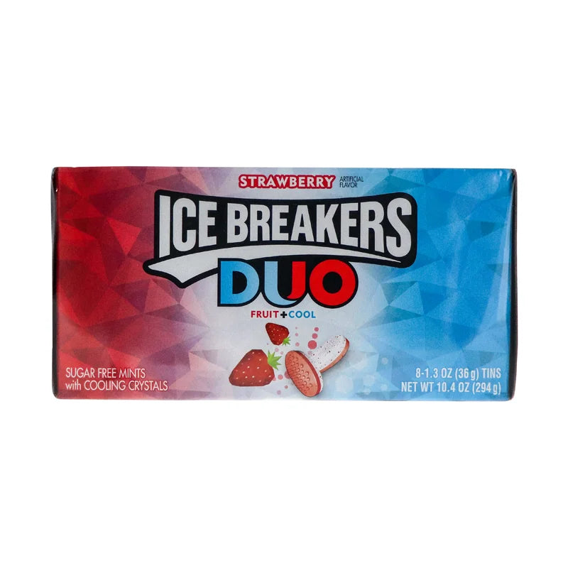 Ice Breakers Duo Strawberry-Flavored, Sugar Free Mints - Can 8 Count - 1.3 oz image 0