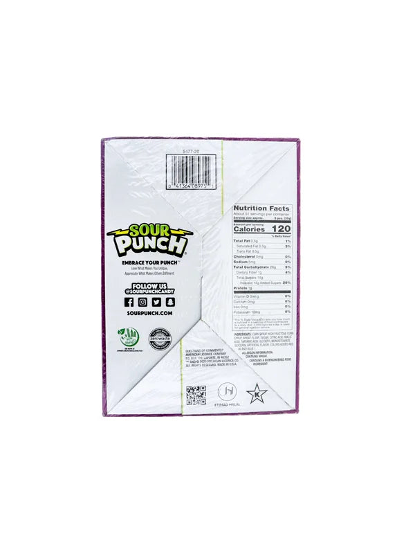 Sour Punch Straw King Size Grape Chewy Candy 24 Count - 4.5 oz image 2