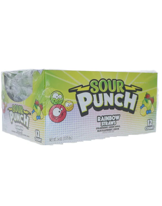 Sour Punch Straw King Size Rainbow Chewy Candy 12 Count - 4.5 oz image 0