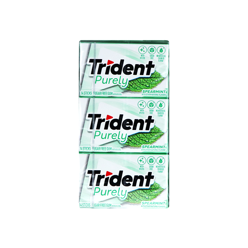 Trident Purely Spearmint Sugar Free Gum 12 Count - 14 Pieces image 0