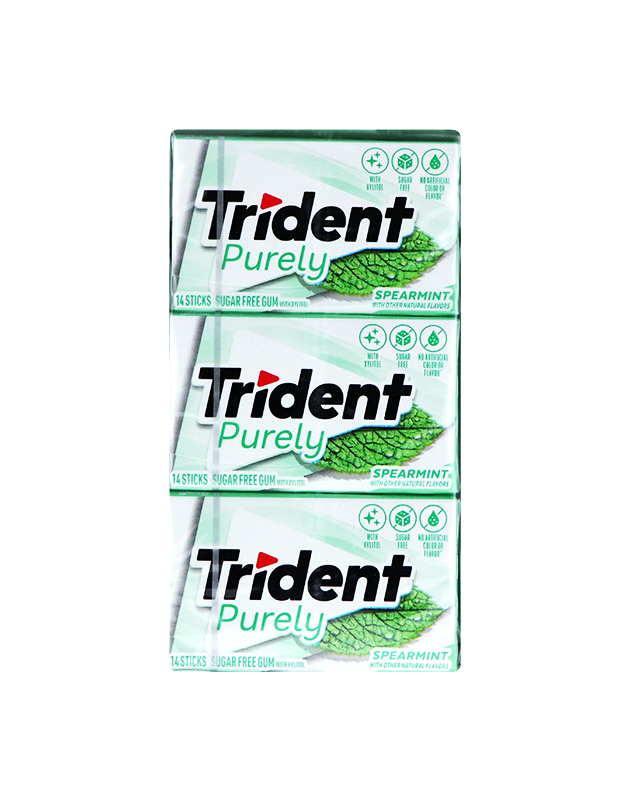 Trident Purely Spearmint Sugar Free Gum 12 Count - 14 Pieces image 0