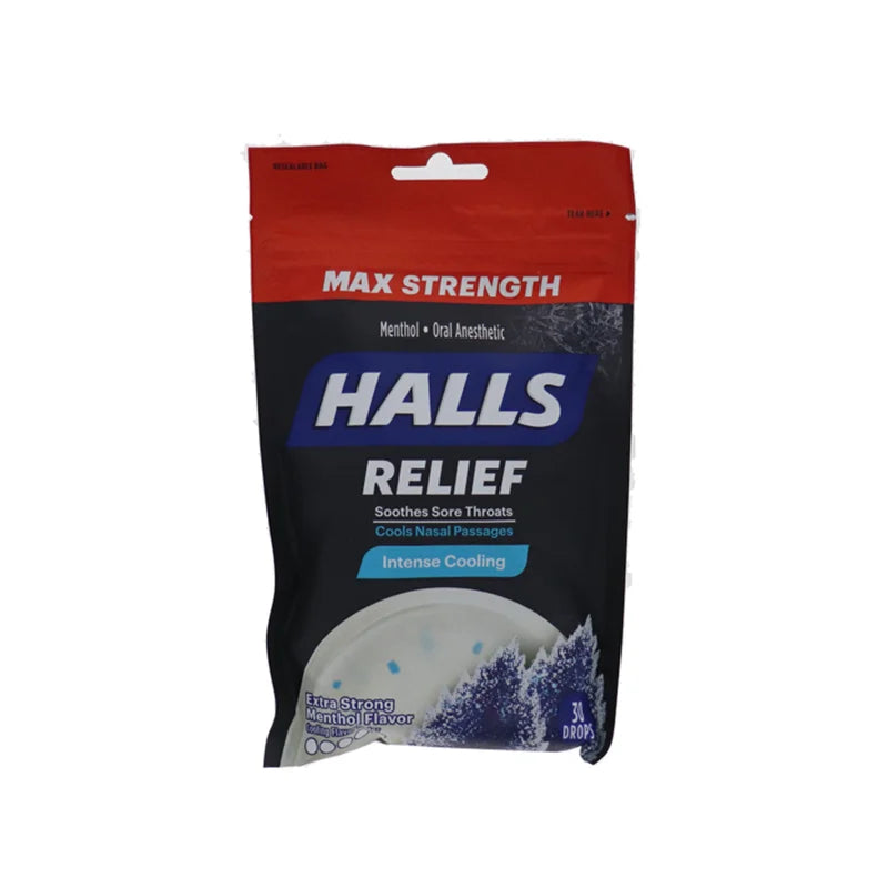 Halls Intense Cool Extra Strong Menthol Flavor Cough Drops - Bag 30 Drops image 1