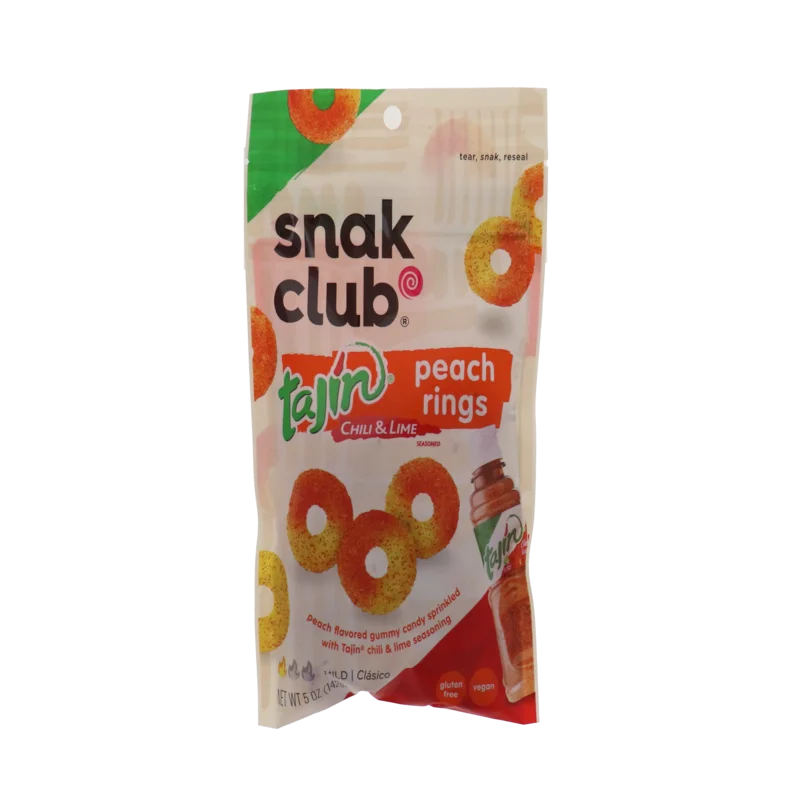 Snak Club Tajin Chili Lime Peach Rings - Peg 6 Count - 5 oz image 0