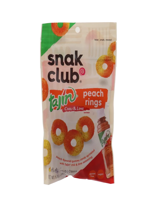 Snak Club Tajin Chili Lime Peach Rings - Peg 6 Count - 5 oz image 0