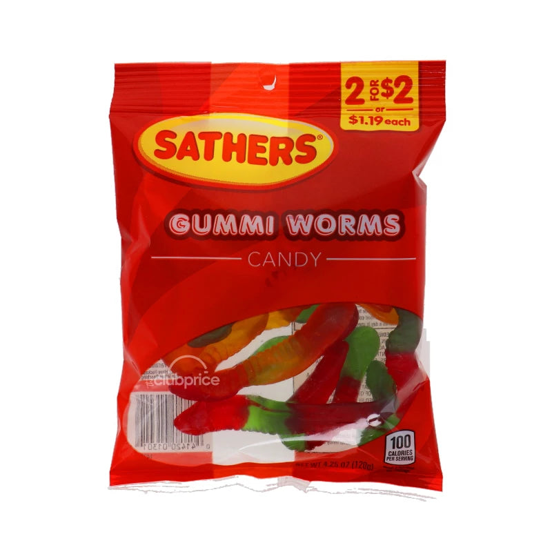 Sathers 2/$2 Gumi Worm Candy 12 Count - 4.25 oz image 0