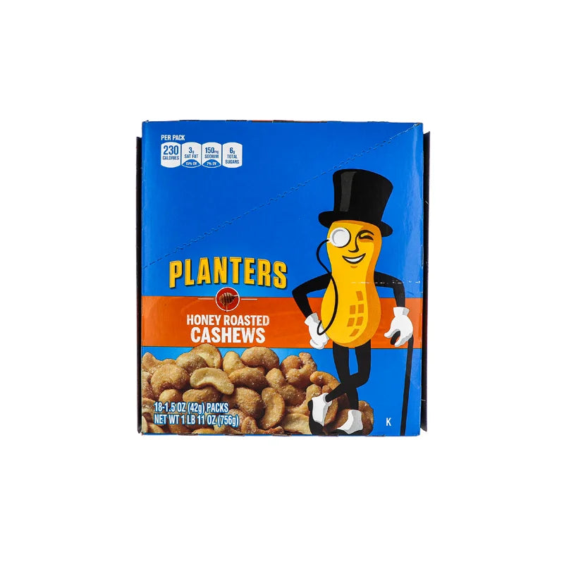 Planters Honey Roasted Cashews 18 Count - 1.5 oz image 0