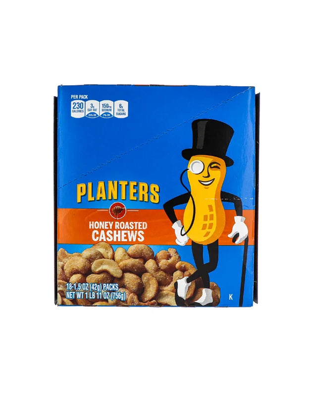 Planters Honey Roasted Cashews 18 Count - 1.5 oz image 0
