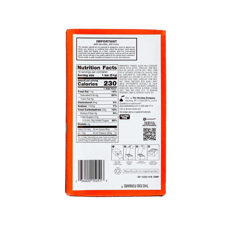 Reeses Fastbreak Peanut Butter Bars 18 Count - 1.8 oz image 1