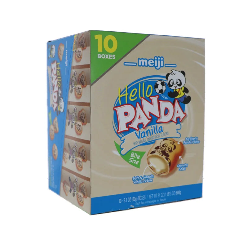 Meiji Hello Panda Cookies, Vanilla Creme Filled - Box 10 Count - 2.1 oz image 1
