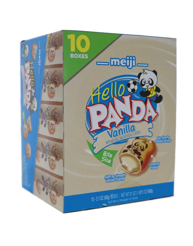 Meiji Hello Panda Cookies, Vanilla Creme Filled - Box 10 Count - 2.1 oz image 0