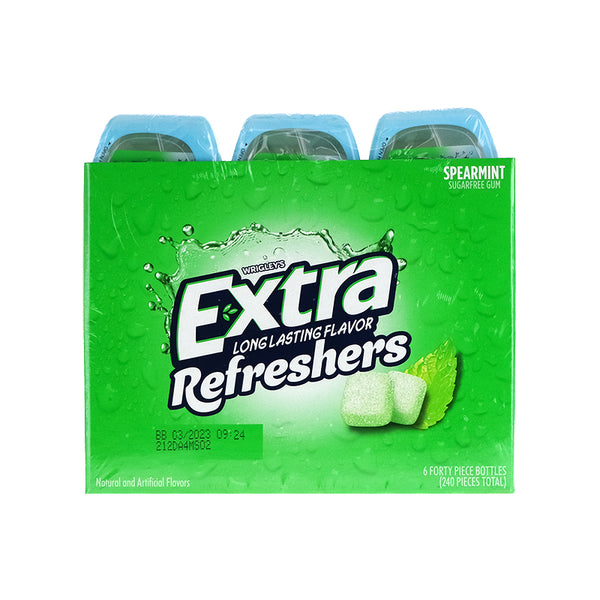 Wrigley's Extra Refreshers Spearmint Chewing Gum Bottle 6 Count - 40 Pcs