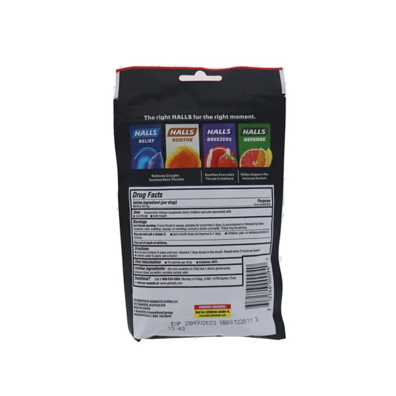 Halls Intense Cool Extra Strong Menthol Flavor Cough Drops - Bag 30 Drops image 2