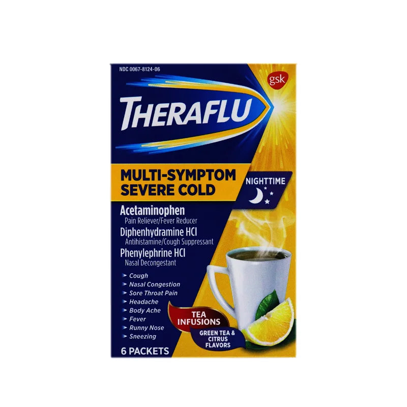 Theraflu Multi-Symptom Severe Cold Green Tea With Citrus - Pack of 6 image 0