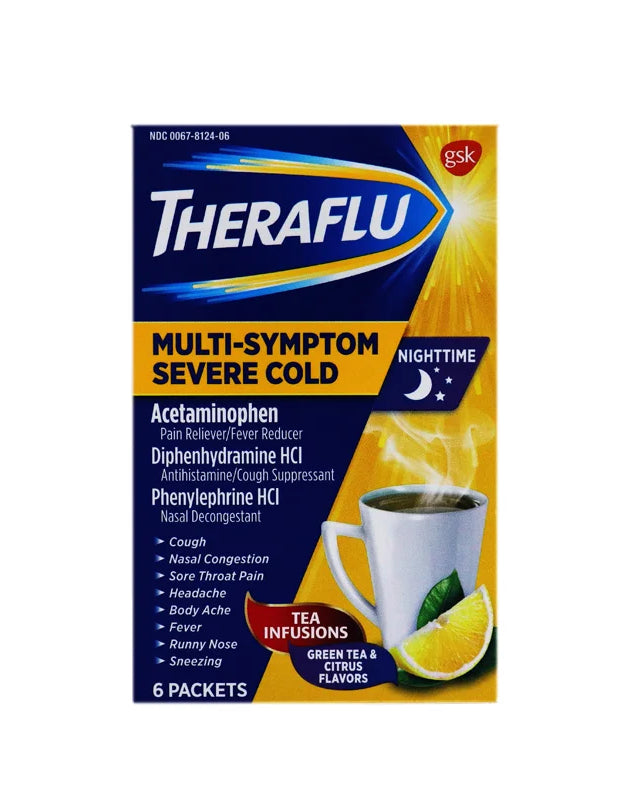 Theraflu Multi-Symptom Severe Cold Green Tea With Citrus - Pack of 6 image 0
