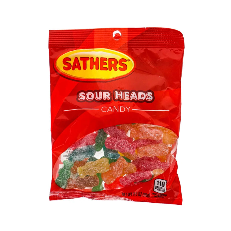 Sathers 2/$2 Sour Head Candy 12 Count - 3.5 oz image 0