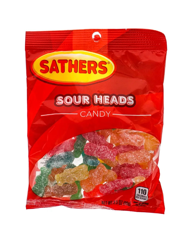 Sathers 2/$2 Sour Head Candy 12 Count - 3.5 oz image 0