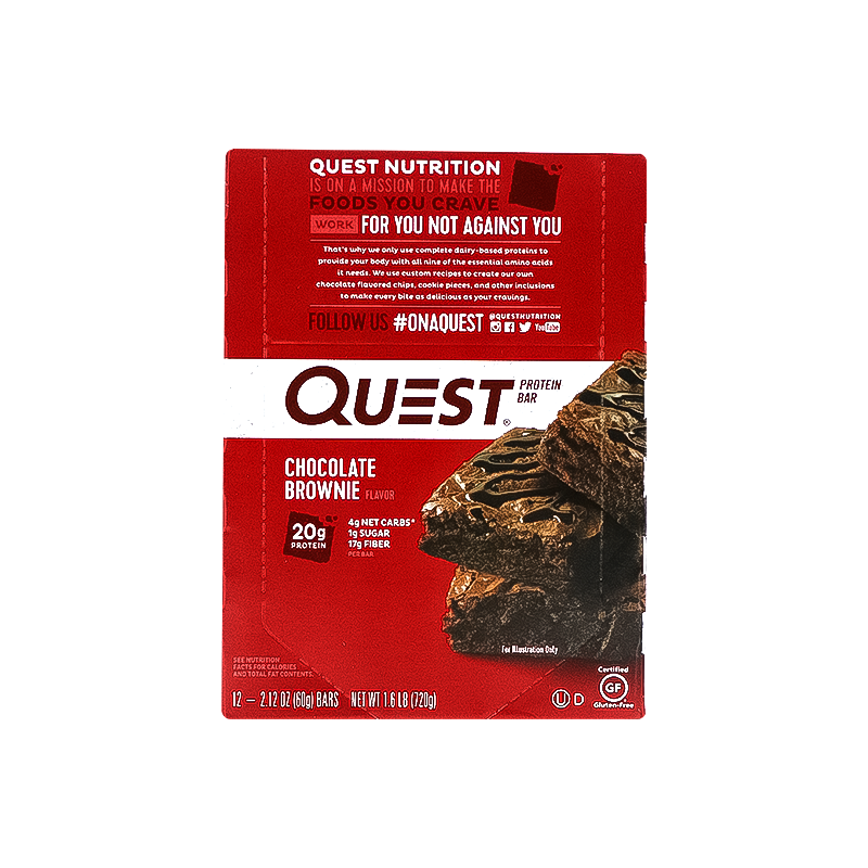 Quest Nutrition Chocolate Brownie Protein Bars, High Protein, Low Carb, Gluten Free, Keto Friendly, 12 Count image 0