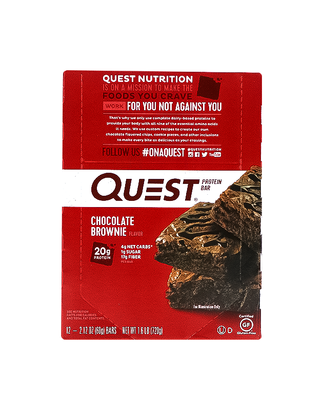 Quest Nutrition Chocolate Brownie Protein Bars, High Protein, Low Carb, Gluten Free, Keto Friendly, 12 Count image 0