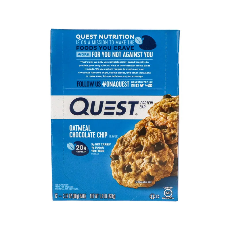 Quest Protein Oatmeal Chocolate Chip - Bar 12 Count - 2.12 oz image 0