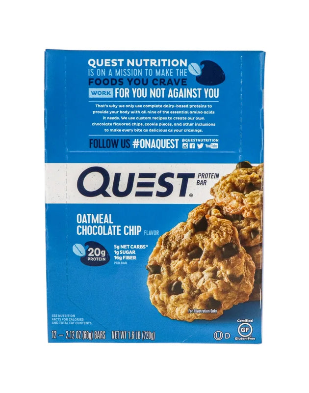 Quest Protein Oatmeal Chocolate Chip - Bar 12 Count - 2.12 oz image 0