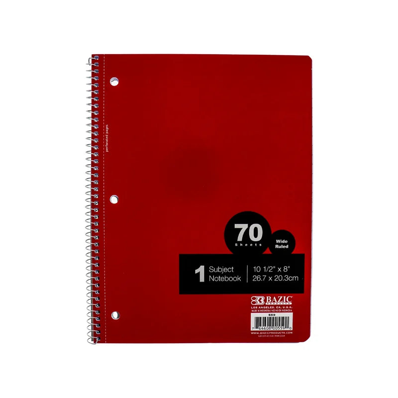 Mead Spiral Notebook 1 Subject Wide Ruled - 70 Sheets image 0