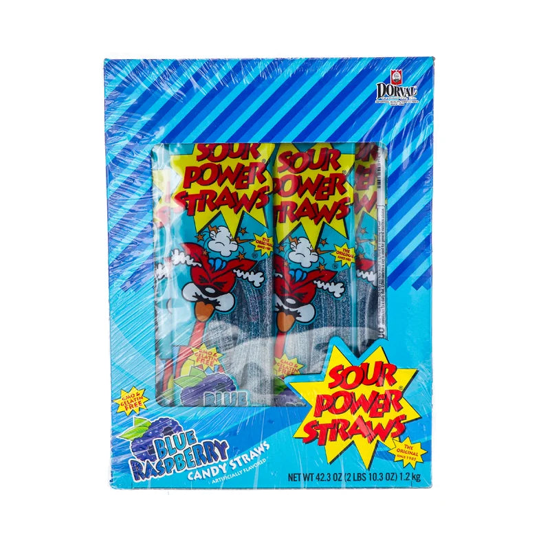 Sour Power Straws Blue Raspberry 24/2Oz image 0